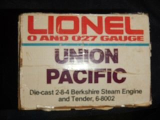 Lionel 6 - 8002 UP/Union Pacific 2 - 8 - 4 Berkshire Steam Engine w/Sound of Steam 2