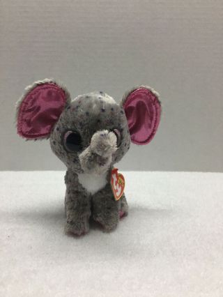 6 " Ty Beanies Boos Specks The Elephant Plush Stuffed Toy Pink Glitter Eyes