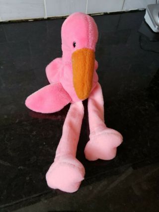 Ty Beanie Baby Pinky The Pink Flamingo 10 " 1995 Mwmt Pvc Vintage Stuffed Toy