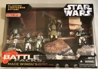Star Wars Battle Pack Mace Windus Attack Battalion Target Purple Clone Commander