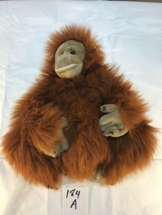 Fao Schwarz Toys R Us Gorilla Stuffed Plush Brown Long Hair Monkey Ape 16 "