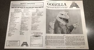 1969 Aurora Godzilla Glow Model Kit No.  466 Instruction Sheet
