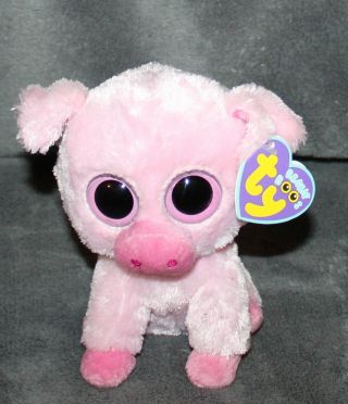 Ty Beanie Boos 6 " Pink Corky Pig Solid Pink Eyes 2011 Nwt