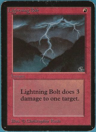 Lightning Bolt Alpha Heavily Pld Red Common Magic Mtg Card (35116) Abugames