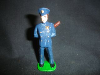 Old Vtg Cast Iron Policeman Man Billy Club Standing Toy Figurine Figure