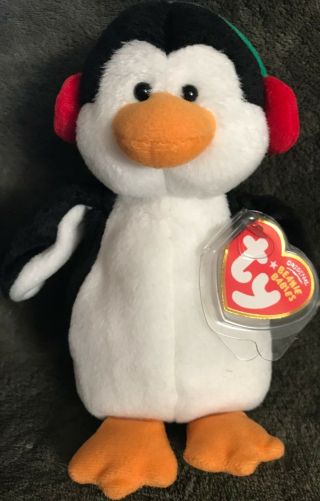 Ty Beanie Baby Snowbank The Christmas Penguin 4 " Mwmt Vintage Stuffed Animal