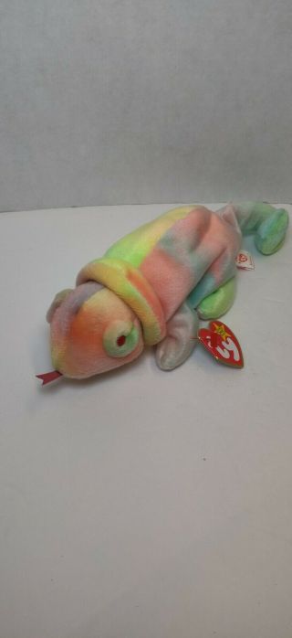 Ty Beanie Baby - Rainbow The Chameleon (tye - Dyed) (9 Inch) Mwmts