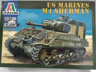 Italeri U.  S.  Marines M4 Sherman Tank Model Kit Complete.