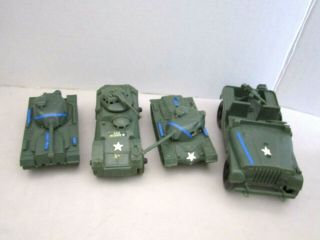 4 Pc Processed Plastic Co.  U.  S.  Army Tanks & Jeep Vintage C.  1980 