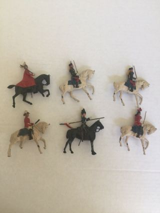 Vtg Lead Metal Britain England Army Men Mounted Soldiers Horse 6 Pc