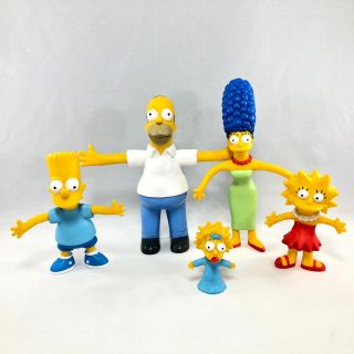Vintage 1990 Jesco The Simpsons Bendable Figures Complete Family
