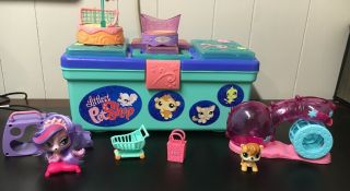 Hasbro 2007 Littlest Pet Shop Storage Case Tote Tackle Box With Accessories Lps