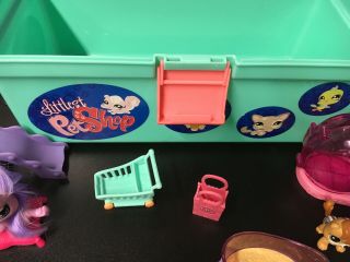 Hasbro 2007 Littlest Pet Shop Storage Case Tote Tackle Box with accessories LPS 8