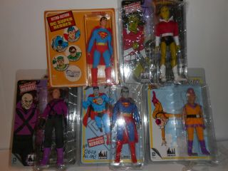 Five 8 " Superman Retro - Mego Action Figures W/superman,  Lex Luthor,  Bizarro & More