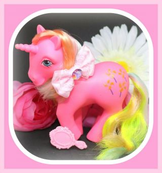 ❤️my Little Pony Mlp G1 Vtg Pinwheel Rainbow Glitter Sparkle Pink Unicorn❤️