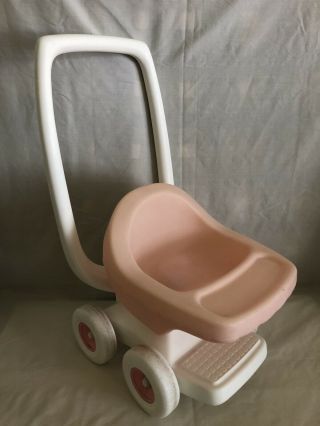 Vintage Little Tikes Pink And White Child Size Doll Stroller