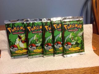 Pokemon 1st Edition Jungle Booster Pack (1 - Flareon Pack & 4 - Scyther Packs)
