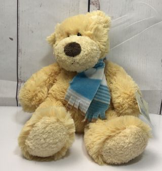 Princess Soft Toys Chester Teddy Bear 11 " Beige Blush W Blue Scarf