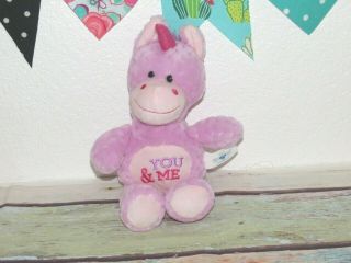 Wal - Mart Hugfun Pink Unicorn You & Me Lavender Purple 2017 Plush Stuffed Toy 11 "