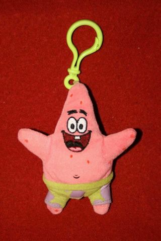 Ty Beanie Babies Sponge Bob Square Pants Patrick Star Fish Plush Keychain Clip