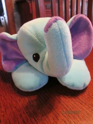 Ty Pillow Pals Squirt The Elephant Teal Blue & Purple 1998 Stuffed Animal Plush