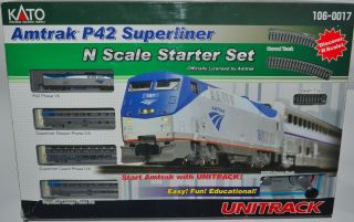 N Scale Train Kato Unitrack Amtrak P42 Superliner Starter Set 106 - 0017
