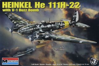 Monogram 1:48 Heinkel He - 111 H - 22 With V - 1 Buzz Bomb Plastic Model Kit 5530u