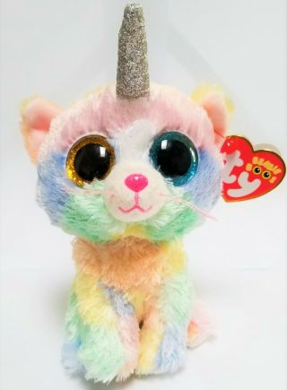 Ty Beanie Boos 6  Heather The Unicorn Cat Stuffed Plush Animals