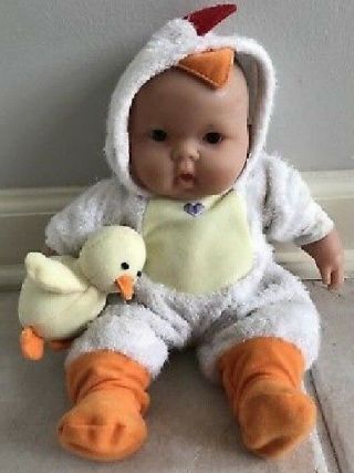 Berenguer Jc Toys Baby Duck Squeak Barnyard Plush Stuffed Animal Doll Suit 10 "