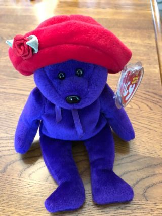 Ty Beanie Baby “ruby” The Bear (red Hat Society)