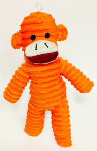 Dan Dee Orange Ribbed Sock Monkey Plush Stuffed Animal 11 "
