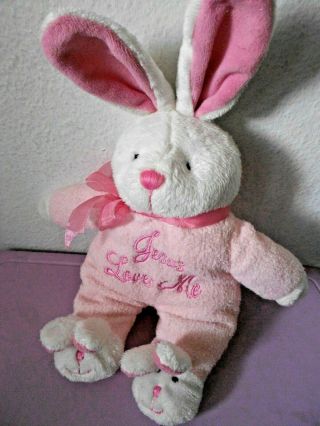 2010 Dan Dee Jesus Loves Me Bunny Rabbit Plush Stuffed Animal Sings Easter 4