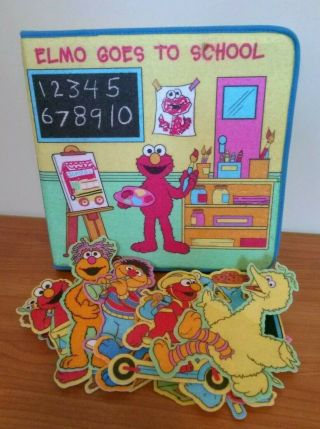 Elmo Goes To School Felt Interactive Playset Book With 27 Felt Cutouts