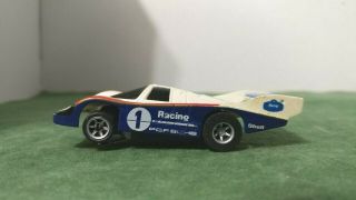 White & Blue Afx Tomy 1 Porsche Racing 1:64 Scale Slot Car W/speed Shifters