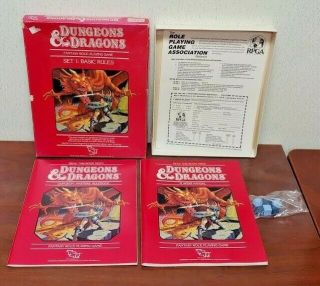 Dungeons & Dragons Tsr 1011 Basic Rules Set 1 Red Box 1983 Box 2 Books 6 Dice