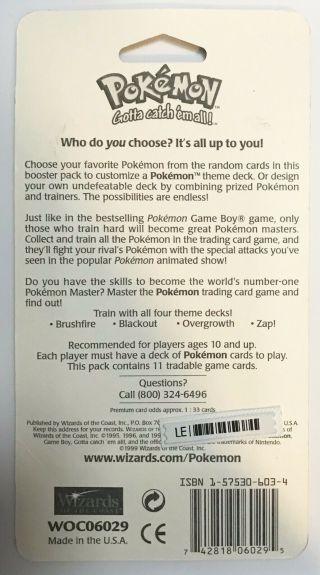 1999 Pokemon 11 Tradable Game Cards Blister Pack,  Venusaur Art 2