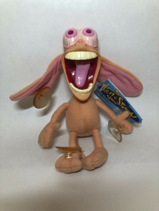 Vintage 1992 Ren And Stimpy 10  Plush Car Window Suction Cup Nickelodeon Mattel