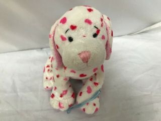Webkinz Love Puppy Dog Hm131 Retired White Pink Hearts Plush Euc No Code