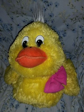 Kids Of America Large 15 " Soft Fluffy Plush Stuffed Yellow Duck Pink Bow