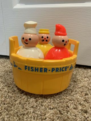 Vintage 1970’s Fisher Price Three Men In A Tub Plastic Bath Tub Toy