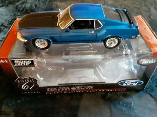 Highway 61 1969 Ford Mustang Boss 302 Medium Blue Metallic (shipped To Lower 48)
