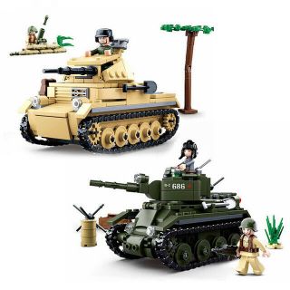 347pcs Technik Military Tank Building Blocks Model Figures Army Ww2 Soldier