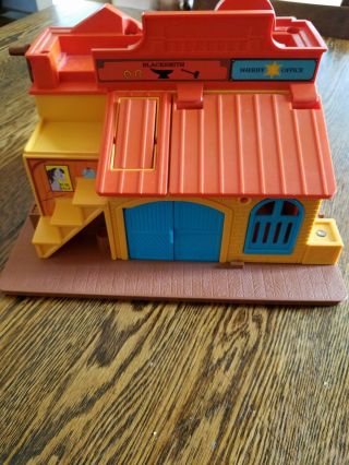 Vintage Fisher Price Little People Western Town Building Carriage Wagon