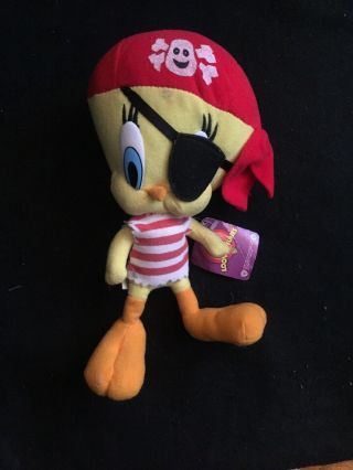 Looney Tunes Tweety Bird 10 " Plush Pirate Eye Patch Bandanna Stuffed Animal Toy