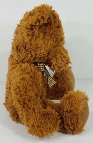 Russ Dixon cocoa brown 12 inch teddy bear plush stuffed animal plaid bow tie 3
