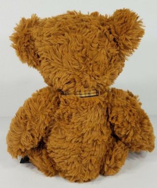 Russ Dixon cocoa brown 12 inch teddy bear plush stuffed animal plaid bow tie 4