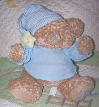First & Main Prayerbear Prayer Bear Plush Beige Teddy Bear W Blue Pjs Euc 12 "