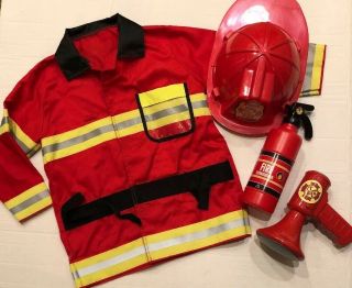 Melissa & Doug Fire Chief Fireman Costume W/jacket,  Hat,  Siren,  Extinguisher 3 - 6