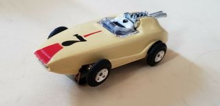 Vintage Ho Scale Aurora Tjet Indy Race Car Slot Car,  Lt Yellow,