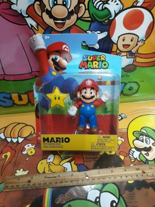 Mario World Of Nintendo Jakks 2019 Mario With Star 4 Inch Figure